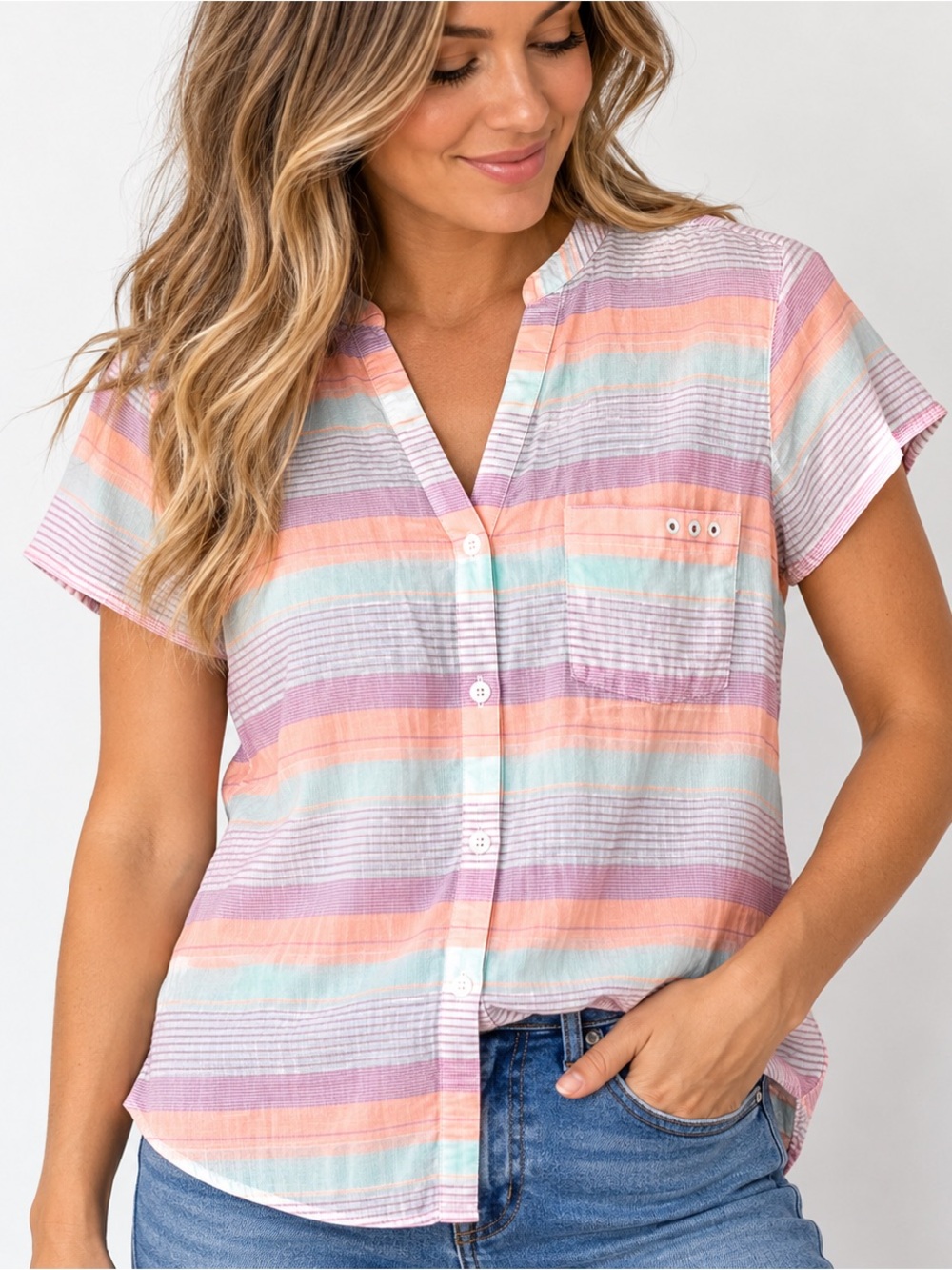 Columbia PFG Blouse Shirt Womens Small Lightweight Short Sleeve Neon Orange Pink